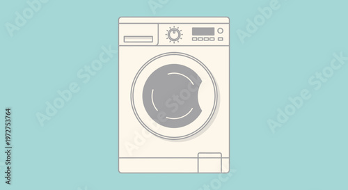 Front View of Modern Washing Machine Appliance.