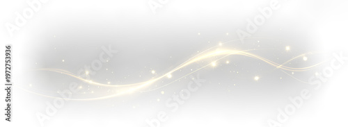 Golden magic dust trail with shining stars and glitter confetti 