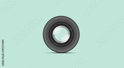 Camera Lens Isolated on Light Background.