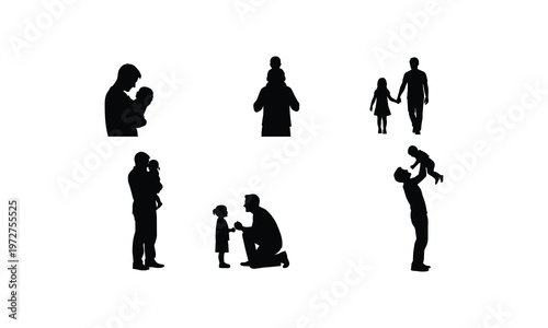 Silhouettes depicting various family bonding moments and interactions