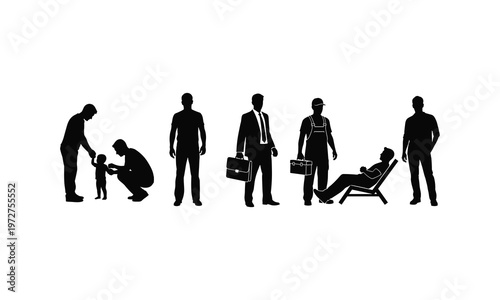 Life stages and professional roles illustrated through silhouettes