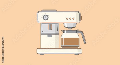 Modern Espresso Machine with Coffee Grounds.