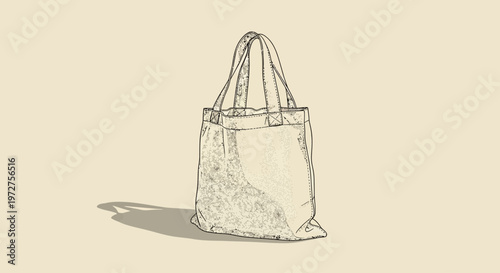 Transparent Tote Bag with Handles Illustration.