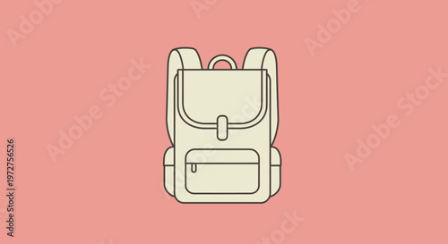 Illustration of a beige school backpack.