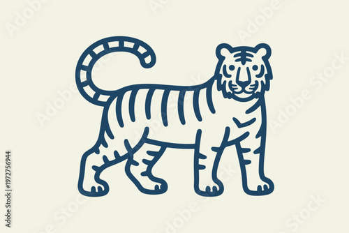 Blue line tiger on cream background animal wildlife
