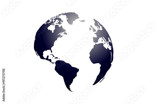 Modern dark blue gradient Earth globe illustration focusing on the Americas and Atlantic Ocean