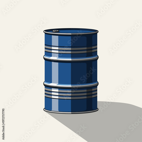 blue metal barrel on white background