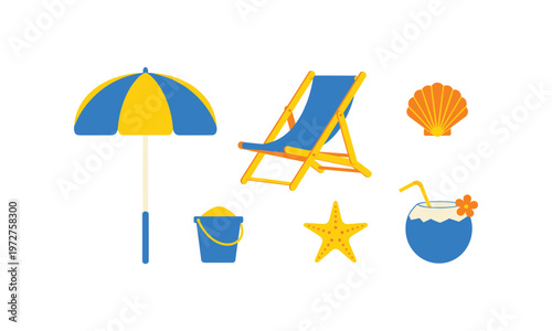 Relaxing beach scene with summer essentials and fun accessories
