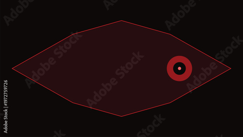 Abstract Geometric Form: A minimalist geometric abstract in a deep, rich hue, featuring a unique shape with a central focal point, suggesting depth and intrigue.