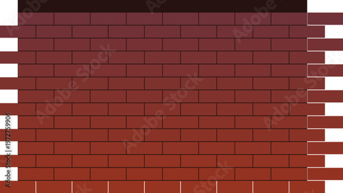 Foto Brick Wall Gradient: A close-up view of a brick wall showcasing a gradient effect, with bricks gradually transitioning in color from dark to light