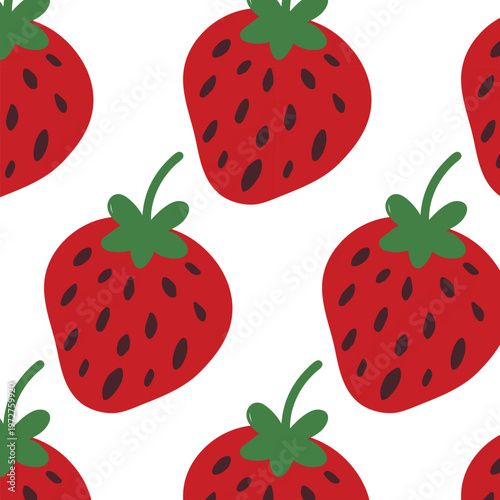 Playful Strawberry Pattern with Bright Modern Fruit Motifs.