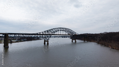 Aerial view featuring the Thomas J. Hatem Bridge Along the Susquehanna River in Maryand