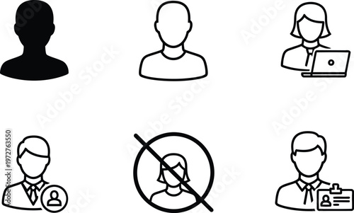 Set of diverse human profile and user account icons for web and mobile interfaces Vector