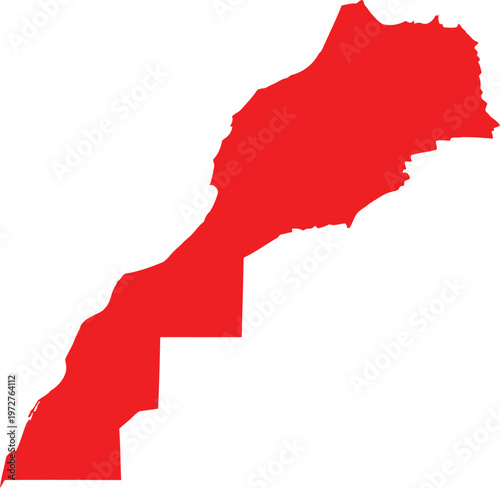 Red silhouette map of the country of morocco including western sahara isolated on white background Vector