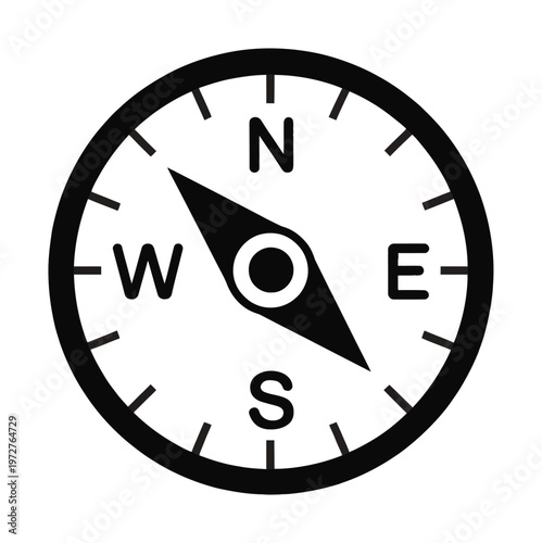 Vector of a compass pointing northwest on a clean background