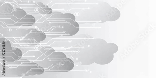 Abstract blue technology background vector illustration featuring a 3d speech bubble icon and cloud elements for modern web communication design