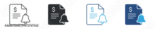 Financial Document Alert Icon Set, Invoice Notification and Billing Reminder, Payment System Concept Icons