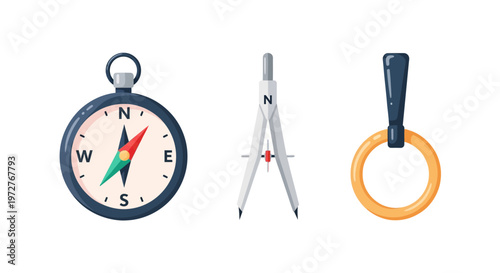 Retro navigation and drafting tools collection