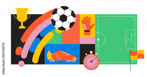Geometric background for soccer World Championship 2026. Modern colorful football competition design.