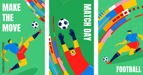  Abstract soccer player figures for World Championship 2026. Football competition vertical sport posters and flyers design collection.