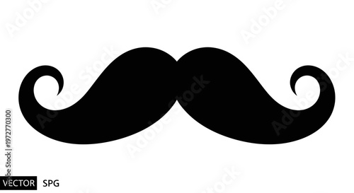 Classic Black Mustache Vector Icon - Elegant Gentleman's Facial Hair