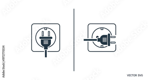 Electrical Plug and Socket Icon Set: Connected and Disconnected