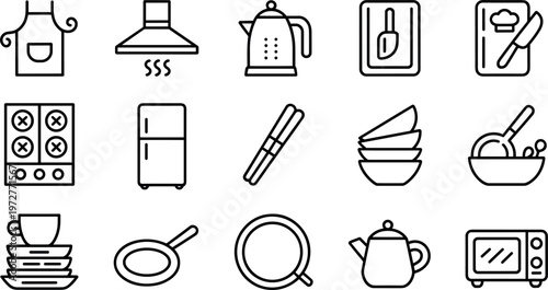 Fitness and workout outline icon set with gym equipment exercise training health lifestyle and body strength vector collection