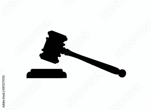 Silhouette of Legal Authority: A stark silhouette of a wooden gavel and sound block, symbols of justice and legal proceedings, poised to make a decisive ruling.