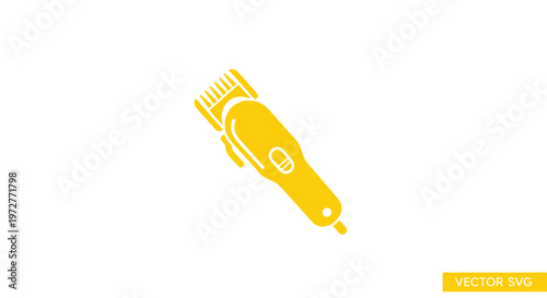 Yellow Hair Clipper Icon Isolated on White Background, Vector Illustration