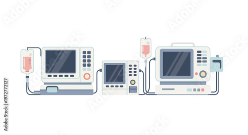 Modern medical equipment collection in soft colors for healthcare settings