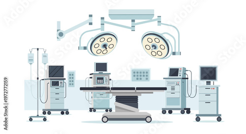 Modern surgical operating room with advanced equipment in hospital setting