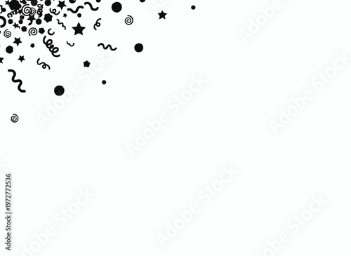 Celebratory Cascade: A playful composition of scattered confetti elements and festive swirls, perfect for conveying a sense of joy and occasion.