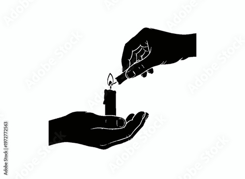 Lighting a Candle: A simple act of igniting a candle flame, creating a moment of focused intention, light and warmth.