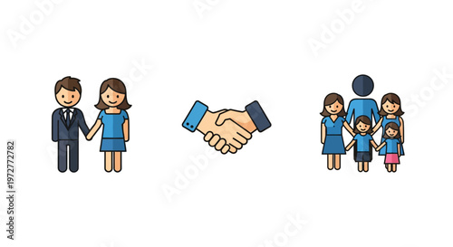 Family growth concept with handshake and parenting in flat design