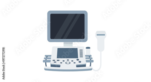 Modern medical ultrasound machine on white background
