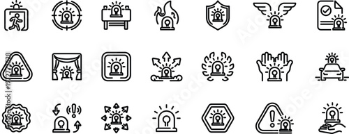 Emergency Alert and Warning Signal Icon Set