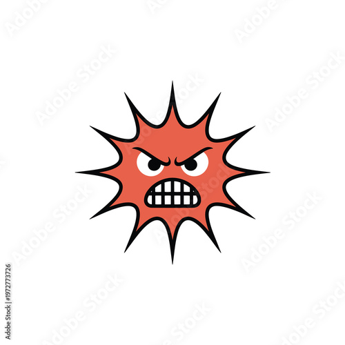 An angry red vector with sharp spikes and a grumpy face expression