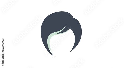 Minimalist hair icon with stylish short bob cut on white background