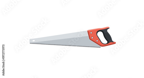 Simple hand saw illustration with orange handle on white background