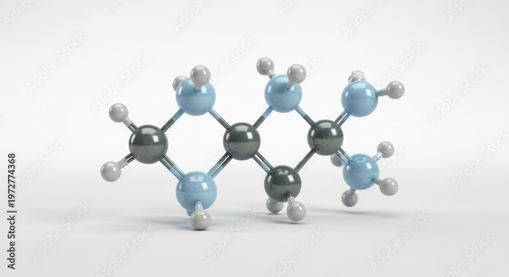 Obraz premium 3D Molecular Structure Visualization - Scientific Model on White Background.