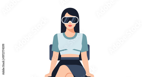 Trendy woman with virtual reality glasses in modern flat design