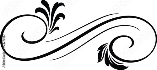 Horizontal floral flourish scroll element for elegant branding