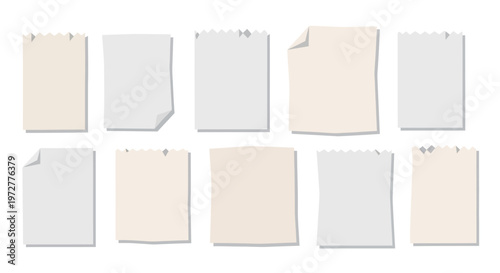 Collection of minimalist torn paper sheet designs in neutral tones