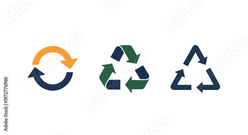 Recycling arrows icons: circular eco sustainability symbols