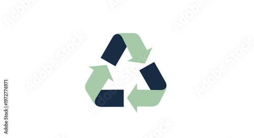 Simple recycling symbol with green arrows on white background