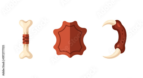 Tribal icons: bone shield and claw elements for game design