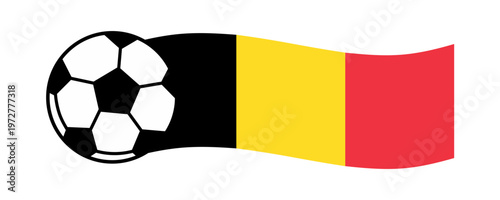 Dynamic vector illustration of a classic soccer ball blended with the flowing Belgium flag, representing national pride, passion for football, and a competitive spirit.