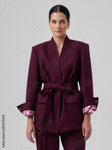 Fashion shooting in studio . Professional model , fashionable clothes and style, new collection. stylish look