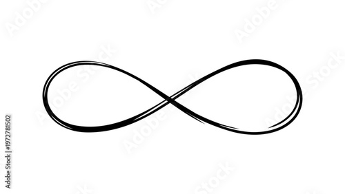 Obraz na płótnie Minimalist black line vector icon of an infinity loop on a white background, representing an elegant hand-drawn symbol of eternity, endlessness, and continuity for modern graphic design projects