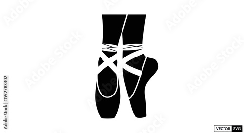 Ballet Dancer's Feet in Pointe Shoes, Silhouette